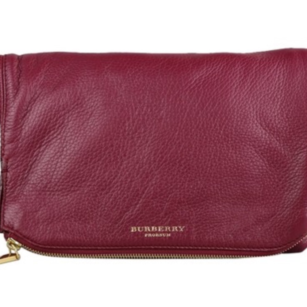 Burberry Kendal Pale Crimson Leather Clutch.